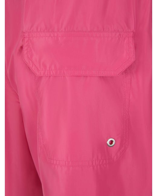 Palm Angels Pink Logo-Print Swim Shorts for men