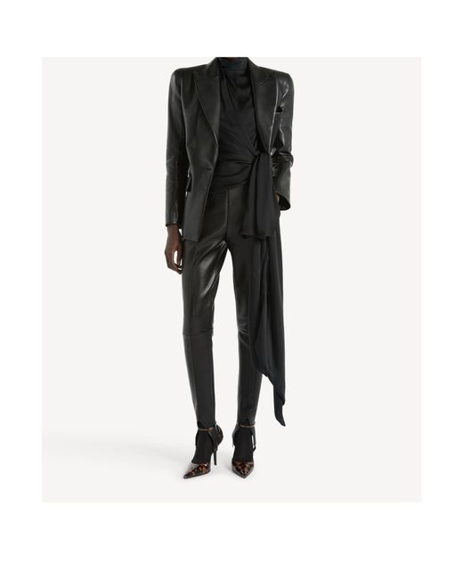 Balmain Black Structured-Shoulder Lambskin Jacket