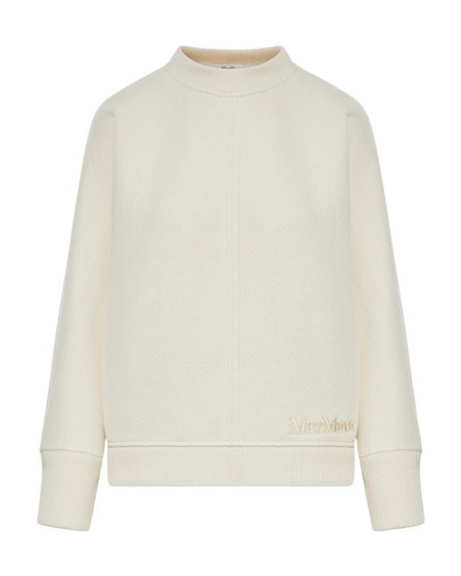 Max Mara White Logo Embroidered Crewneck Jumper