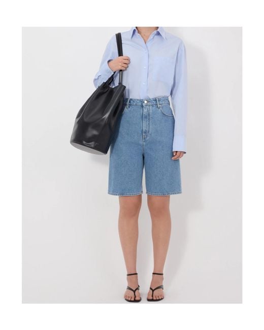 Loulou de Saison Blue High-Rise Denim Shorts