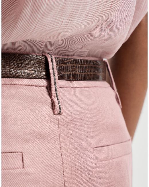 Brunello Cucinelli Pink Diagonal Flared Trousers