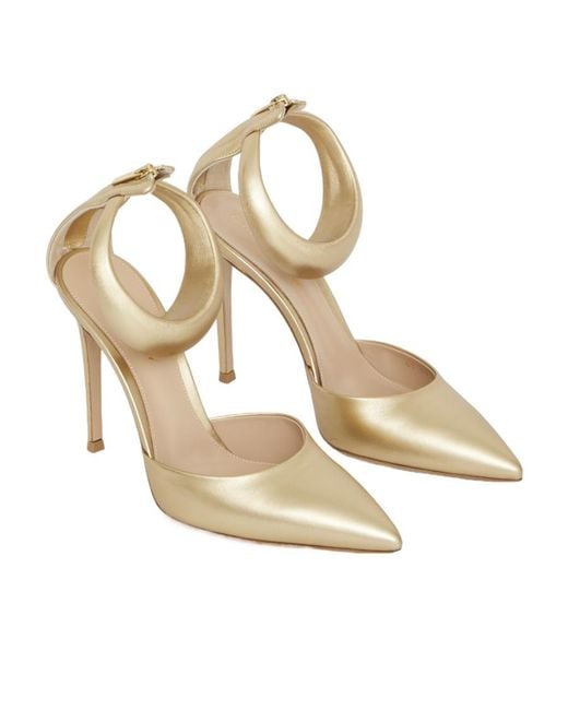 Gianvito Rossi Metallic Pointed-Toe Ankle-Strap Pumps