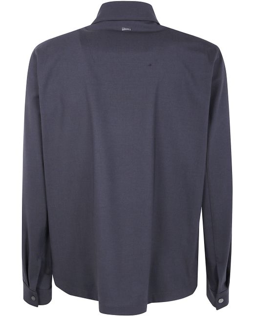 Herno Blue Long-Sleeved Button-Up Shirt for men