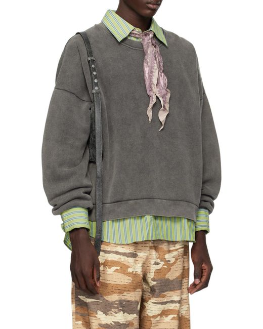 Acne Gray Logo Patch Crewneck Sweatshirt for men