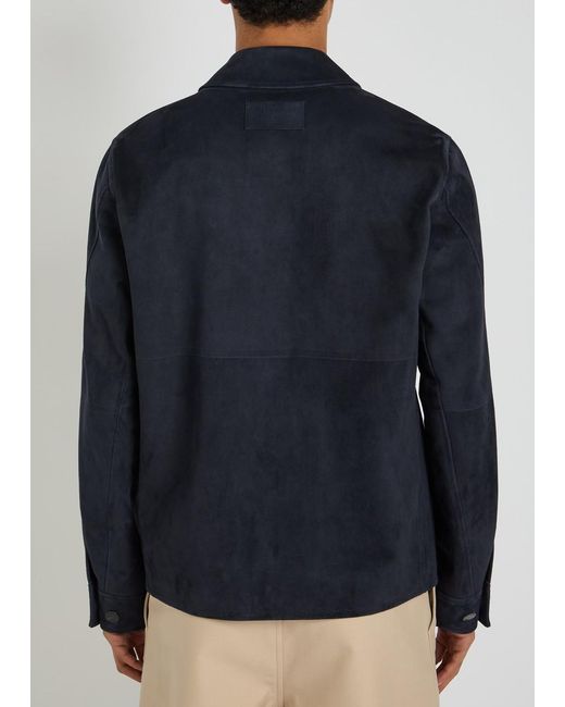Givenchy Blue Patch Pocket Suede Overshirt for men