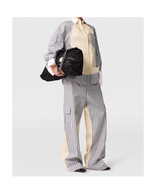 Stella McCartney Gray Oversized Mixed Stripe Cargo Trousers