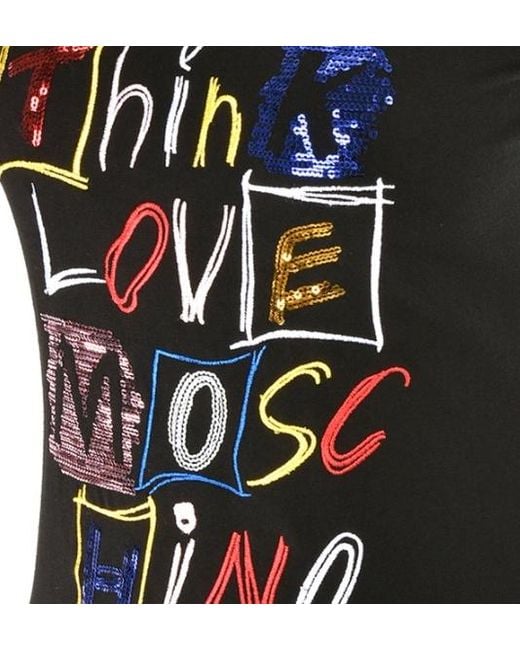 Moschino Black Letter Printed Stretch T-Shirt