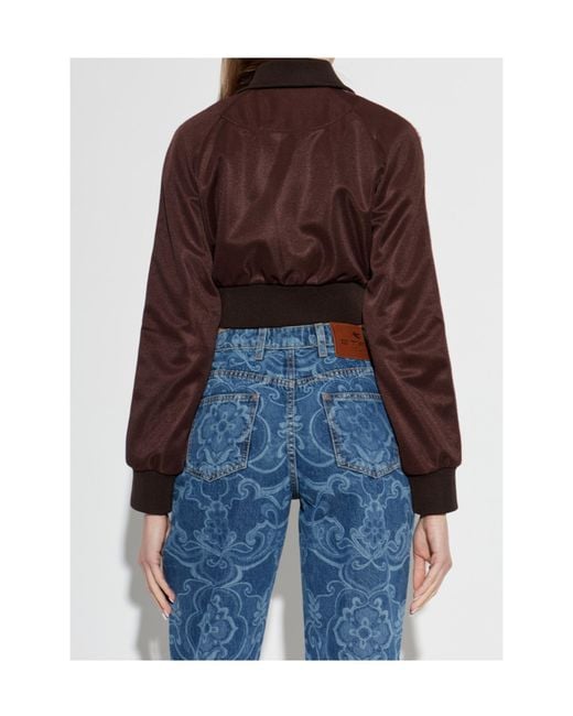 Etro Red Contrasting Band Cropped Sweatshirt