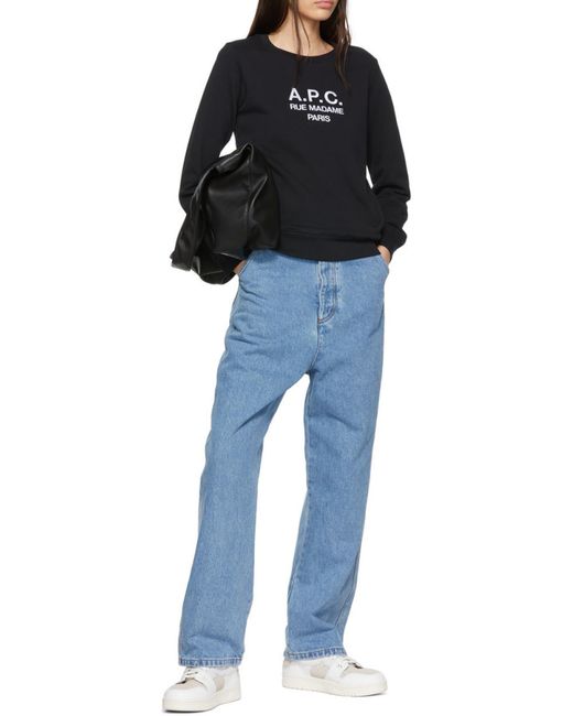 A.P.C. Black Logo Embroidered Crewneck Sweatshirt