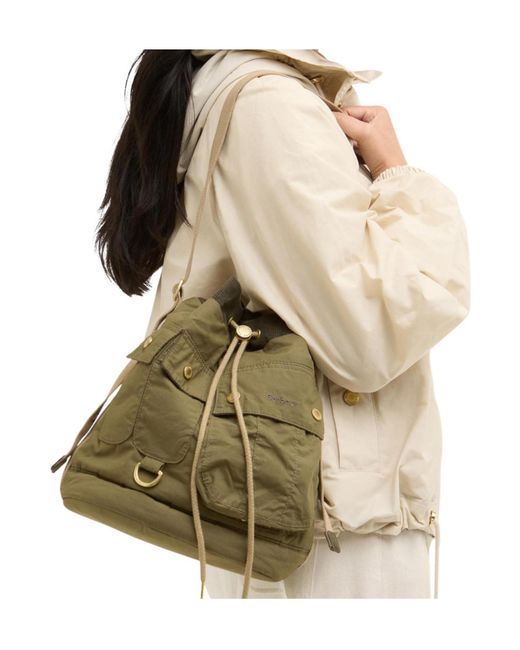 Barbour Green Mia Drawstring Tote Bag