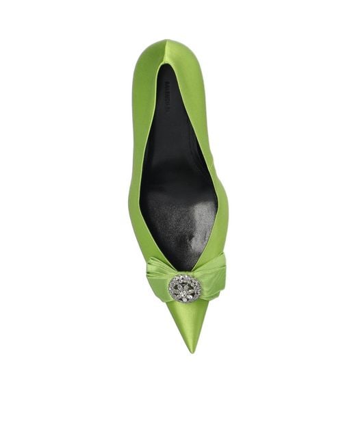 Balenciaga Green Avenue Palazzo Pointed-Toe Pumps