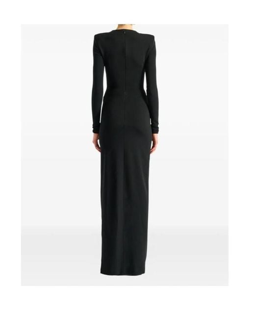 Balmain Black Long Slit Dress With Zip