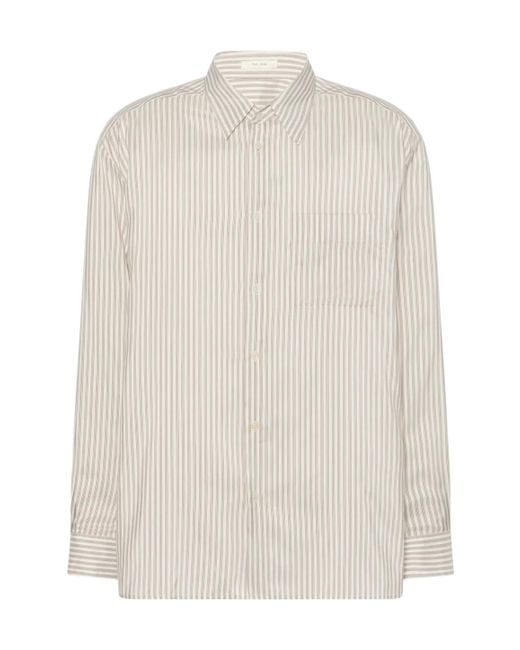 The Row White Feme Silk Stripe Shirt for men