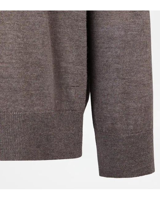 Tod's Gray Wool Long-Sleeved Pullover