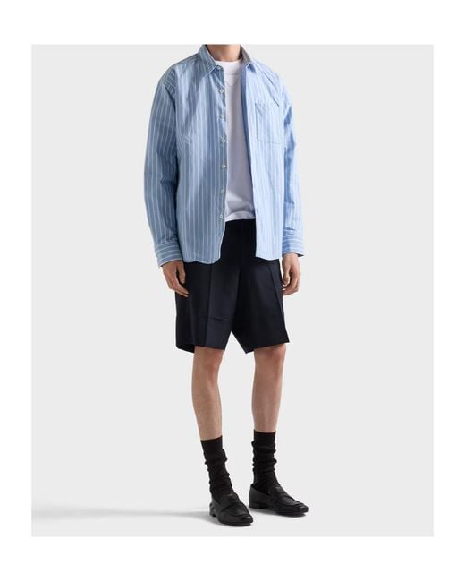 Prada Blue Striped Button-Up Shirt for men