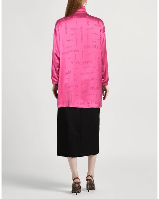 Balenciaga Pink Satin Solid-Color Turtleneck Zip-Up Jacket