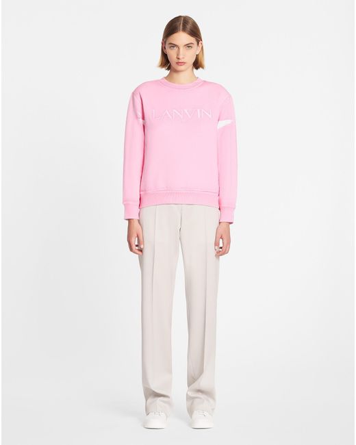 Lanvin Pink Logo Embroidered Crewneck Sweatshirt