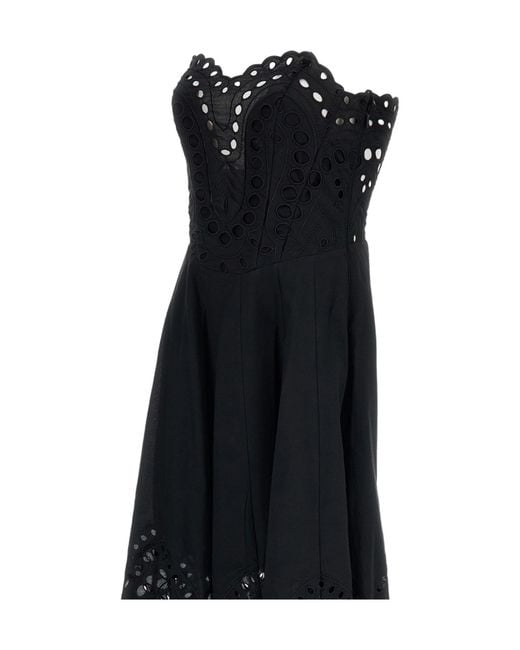 Charo Ruiz Black Marlin Broderie-Anglaise Strapless Midi Dress