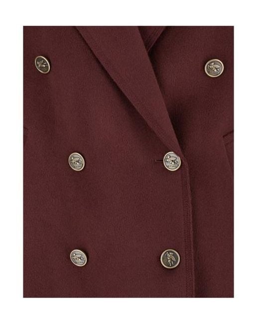 Etro Purple Double-Breasted Oversized Blazer