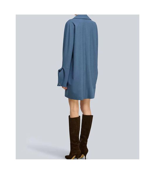 Semicouture Blue Long-Sleeve Mini Dress