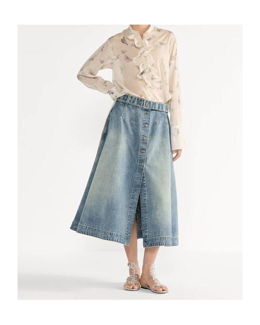 Dior Blue Mid-Length Flared Skirt