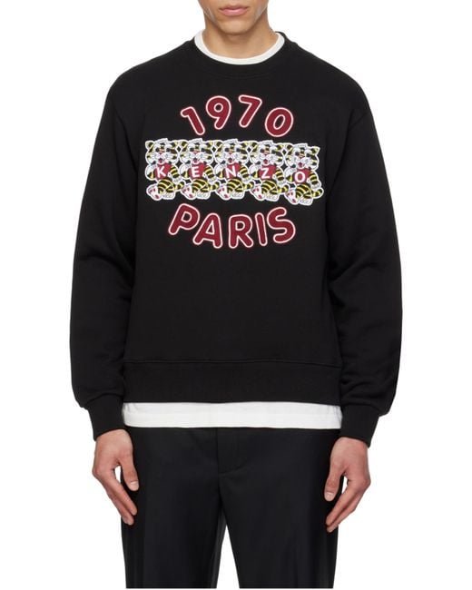 KENZO Black Wild Tiger Embroidered Crewneck Sweatshirt for men