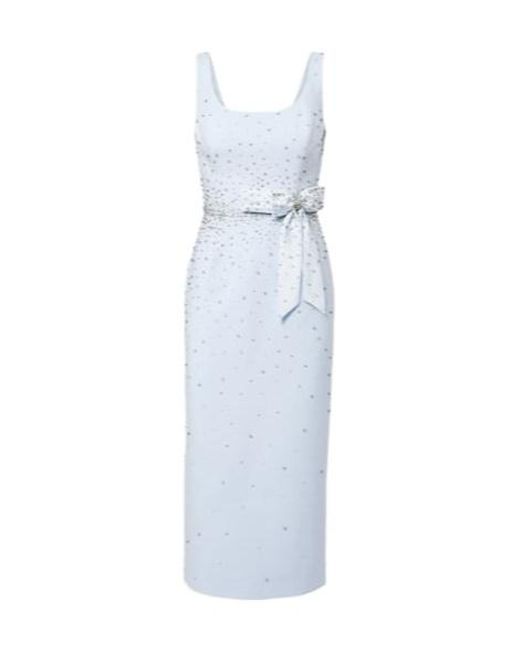 Carolina Herrera Blue Bow-Detail Crystal-Embellished Midi Dress