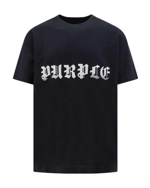 Purple Brand Black Gothic Wordmark Cotton T-Shirt for men