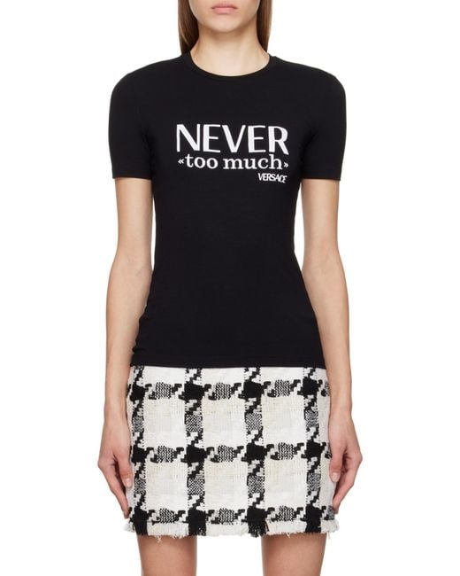 Versace Black Slogan Printed Crewneck T-Shirt