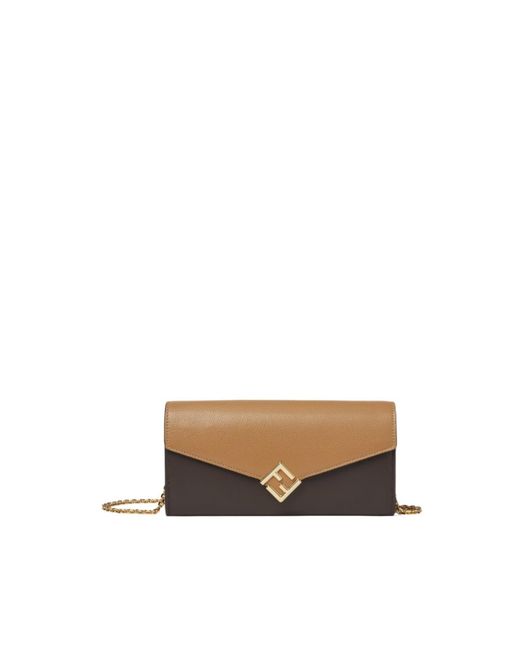 Fendi White Ff Diamonds Chain-Linked Continental Wallet