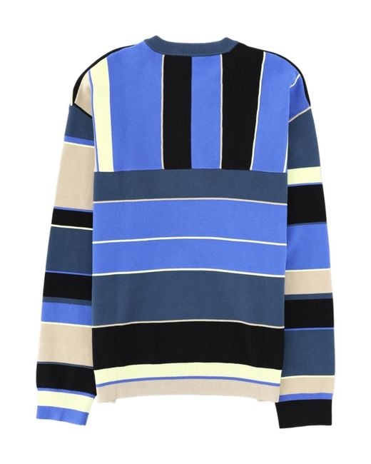 Paul Smith Blue Stripe Panel Knitted Sweater for men