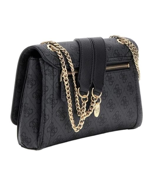 Guess Black Monogram-Pattern Satchel Bag
