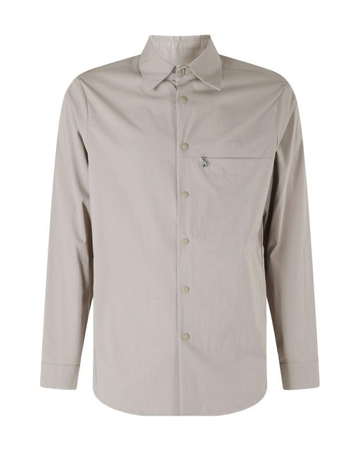 Aspesi Gray Zip-Pocket Long-Sleeve Shirt for men