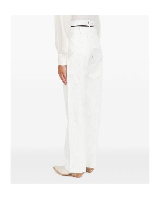 MM6 by Maison Margiela White Coated Trousers