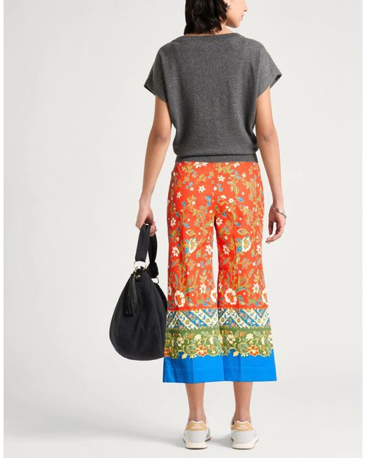 Tory Burch Orange Straight Floral Pants