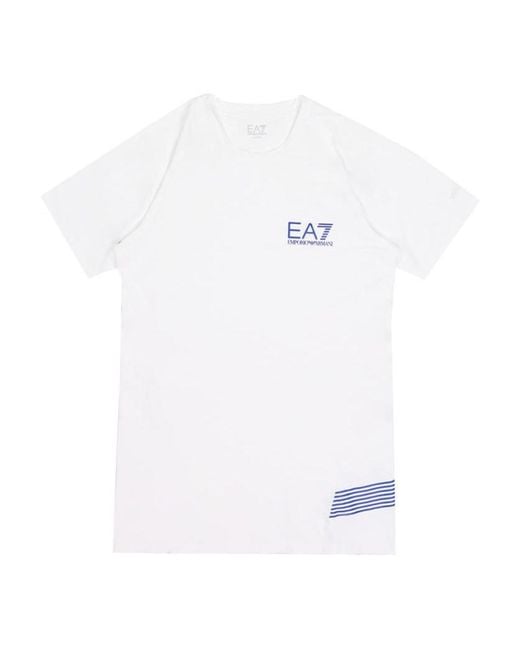 EA7 White Logo Printed T-Shirt for men