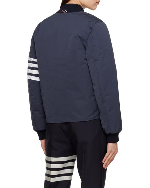 Thom Browne Blue Tech Faille 4 Striped Down Jacket