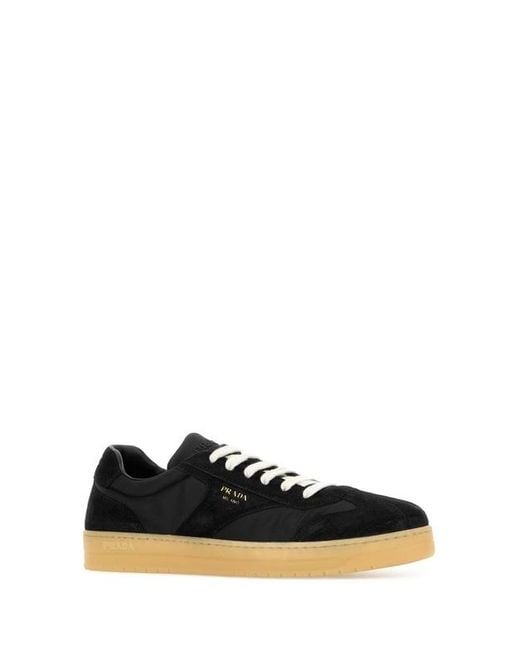 Prada Black Round-Toe Lace-Up Sneakers for men