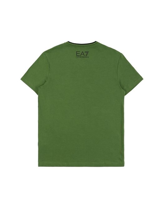 EA7 Green Logo T-Shirt With Round Neck for men
