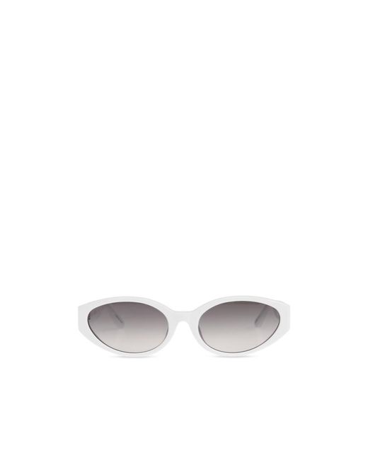 Linda Farrow White Lyra Oval Frame Sunglasses