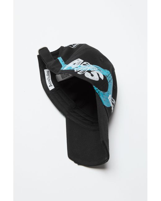 Acne Black Distressed Logo Cap