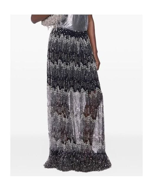 Rabanne Gray Sequin-Embellished Faux-Pearl Long Skirt