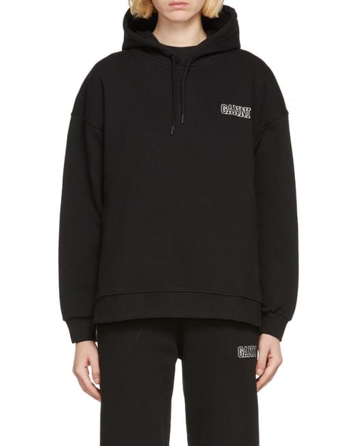 Ganni Blue Oversized Hooded Sweatshirt
