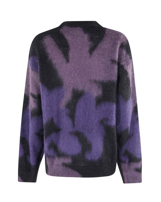 Roberto Collina Purple Ikebana Intarsia Knitwear for men