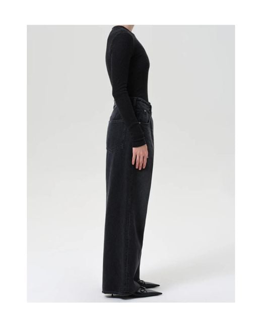 Agolde Black Mid-Rise Denim Trousers