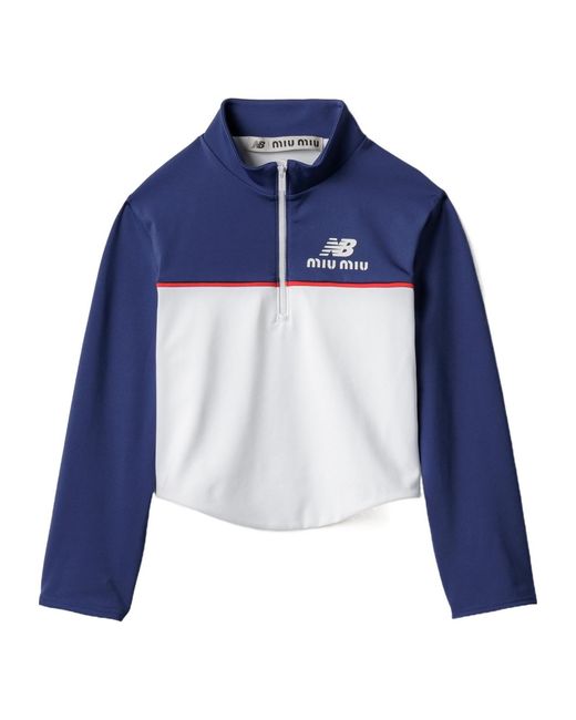 Miu Miu Blue Stretch Technical Jersey Top