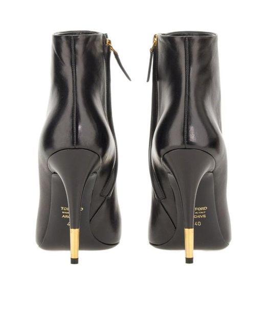 Tom Ford Black Chain-Linked Stiletto-Heel Boots