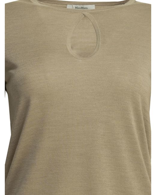 Max Mara Green Keyhole Short-Sleeve Knitted Sweater