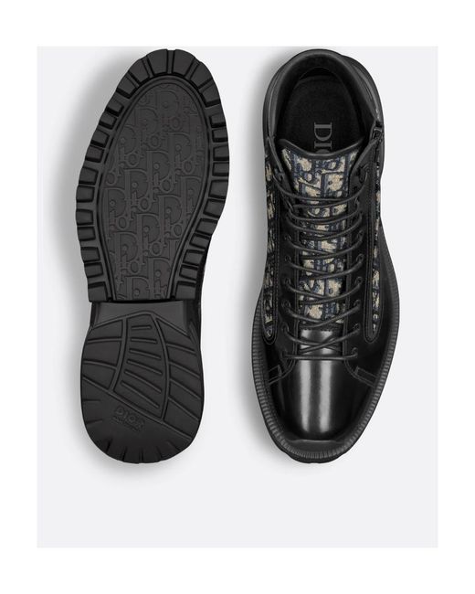 Dior Black Homme Monogrammed Lace-Up Boots for men
