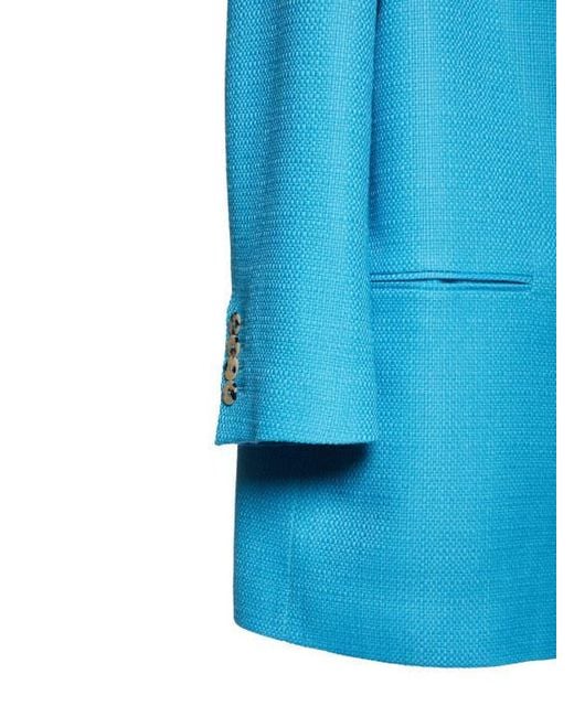 GIUSEPPE DI MORABITO Blue Textured Wool Oversize Blazer